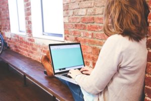 woman working at laptop